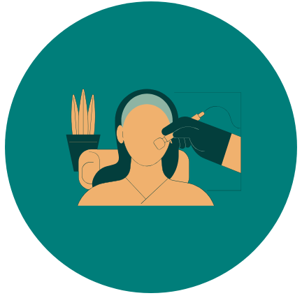 Cartoon icon of a handed glove doing Microdermabrasion