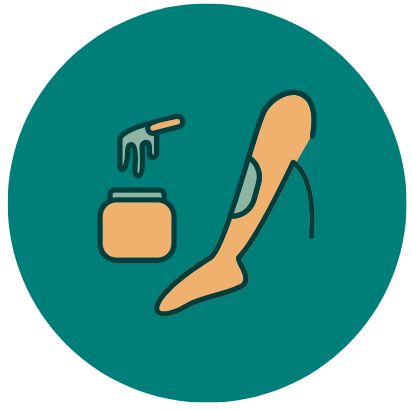 Icon of a bottle of wax next to a leg